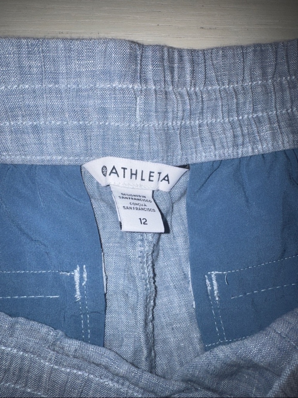 Athleta Retreat Linen Jogger Pant Size 12 NEW Blue 100% Linen - Picture 9 of 12